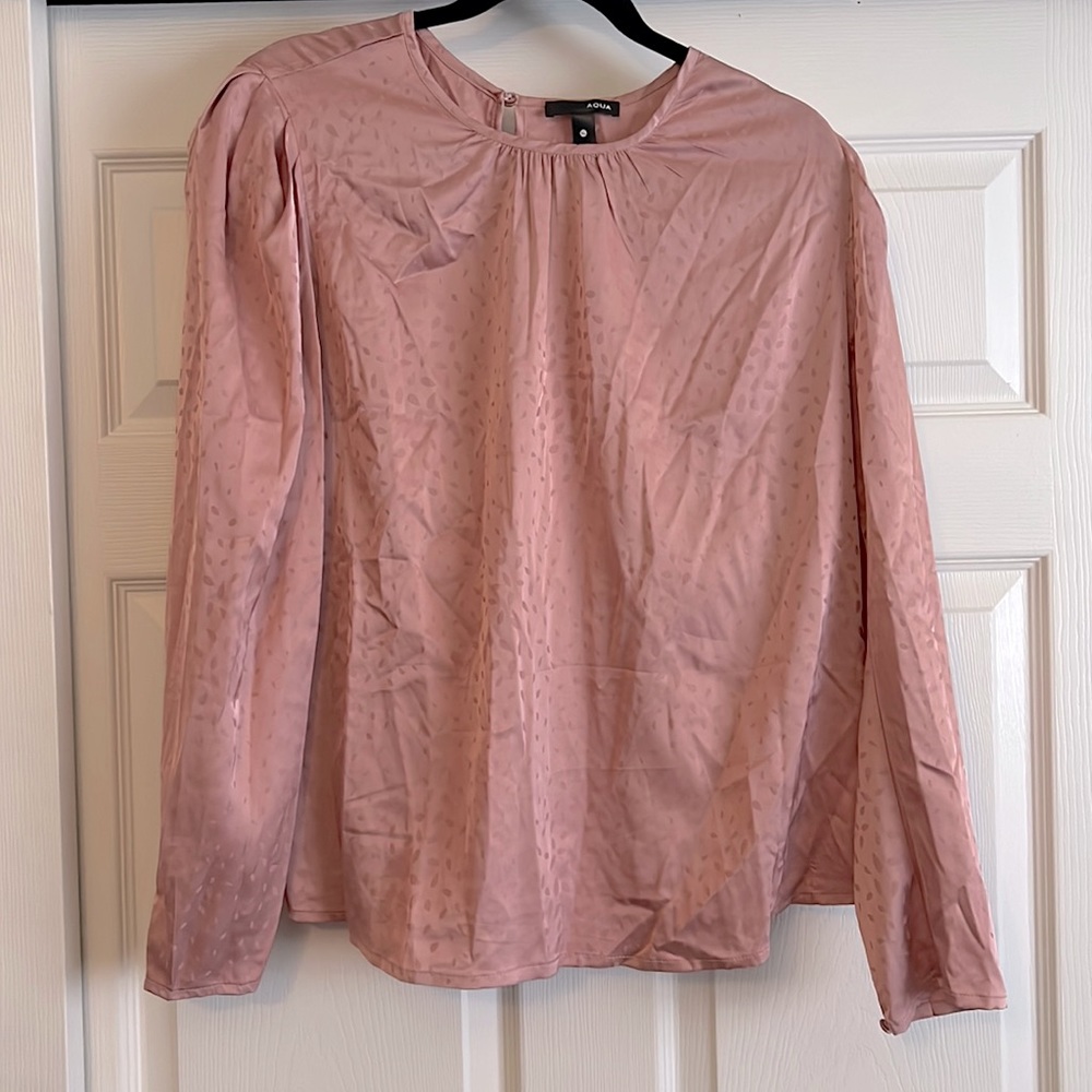 NWT pink satin long sleeve blouse XL